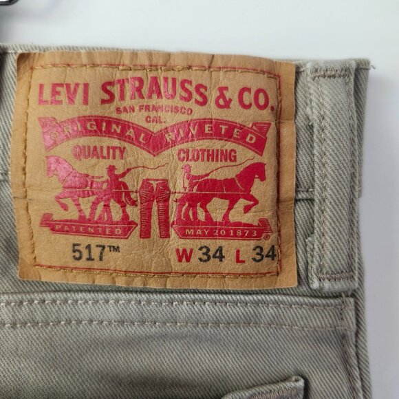 Levi's Men's 517 Boot Cut 5 Pocket Jeans 34 X 34 Desert Taupe Brown - Picture 3 of 3